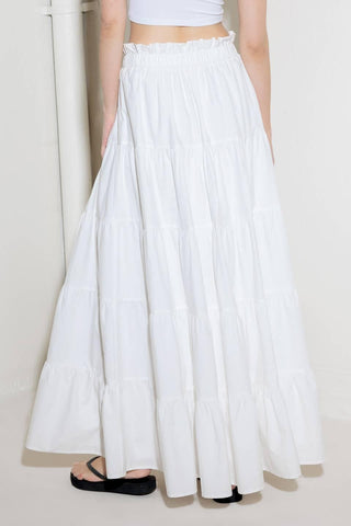 SLOW DOWN IN WHITE WOVEN MAXI SKIRT - Glamourous Grace