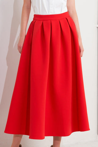STRAWBERRY POP WOVEN FULL MIDI SKIRT