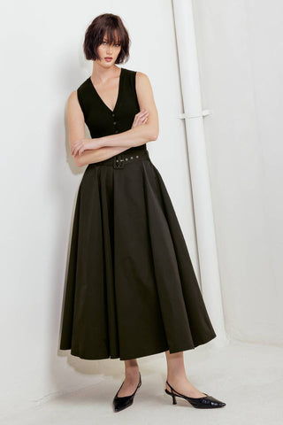 ROUGE ALLURE WOVEN FULL MIDI SKIRT - Glamourous Grace