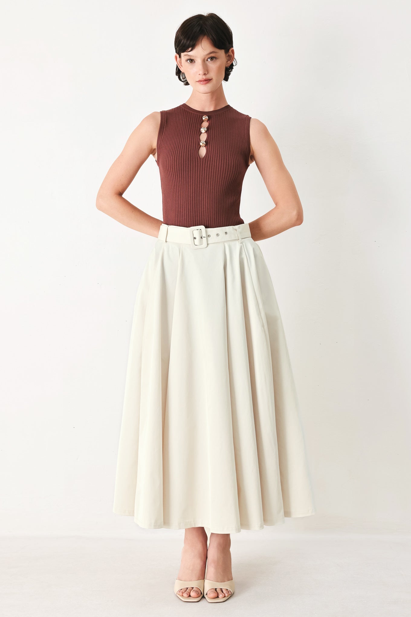 ROUGE ALLURE WOVEN FULL MIDI SKIRT - Glamourous Grace
