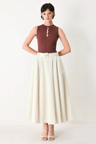 ROUGE ALLURE WOVEN FULL MIDI SKIRT - Glamourous Grace