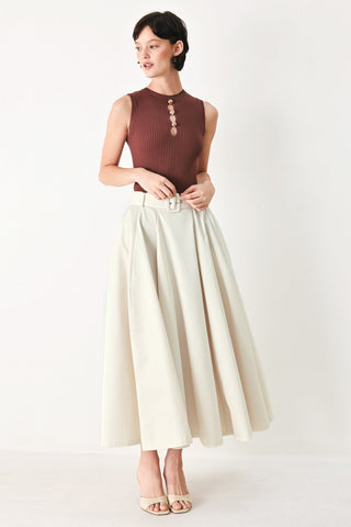 ROUGE ALLURE WOVEN FULL MIDI SKIRT - Glamourous Grace
