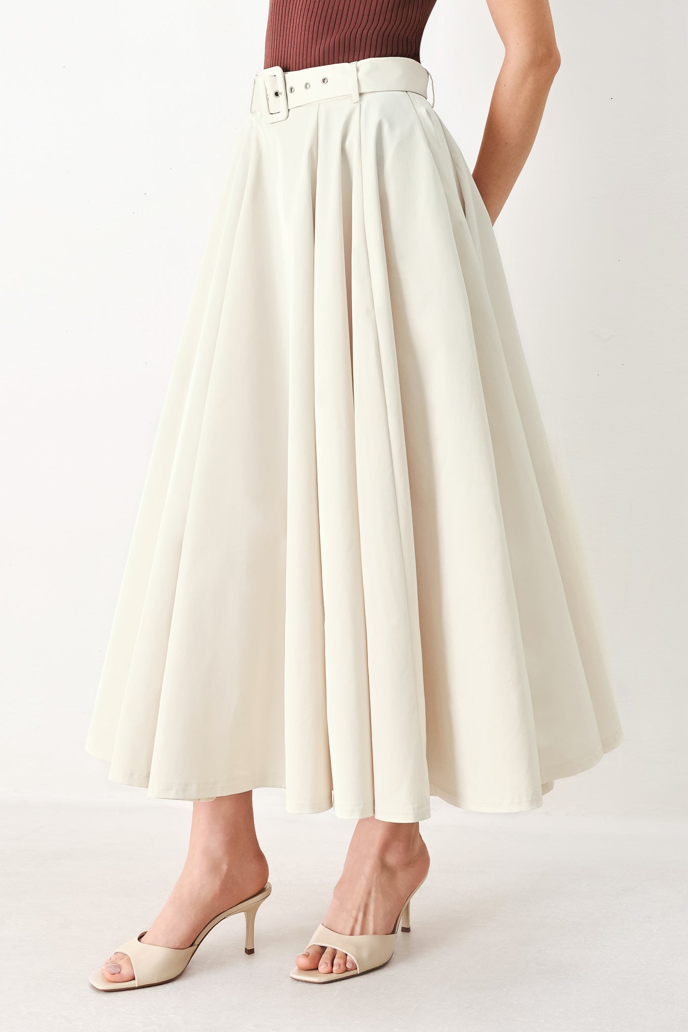 ROUGE ALLURE WOVEN FULL MIDI SKIRT - Glamourous Grace