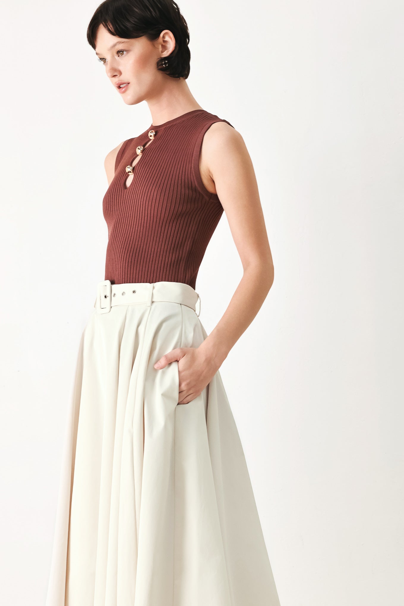 ROUGE ALLURE WOVEN FULL MIDI SKIRT - Glamourous Grace