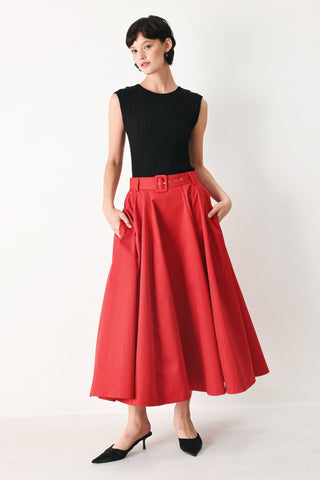 ROUGE ALLURE WOVEN FULL MIDI SKIRT - Glamourous Grace
