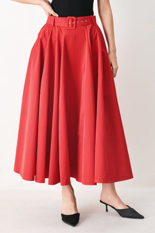 ROUGE ALLURE WOVEN FULL MIDI SKIRT - Glamourous Grace