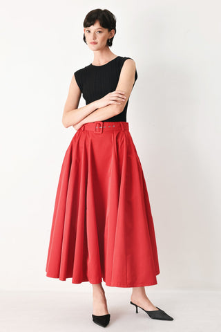 ROUGE ALLURE WOVEN FULL MIDI SKIRT - Glamourous Grace