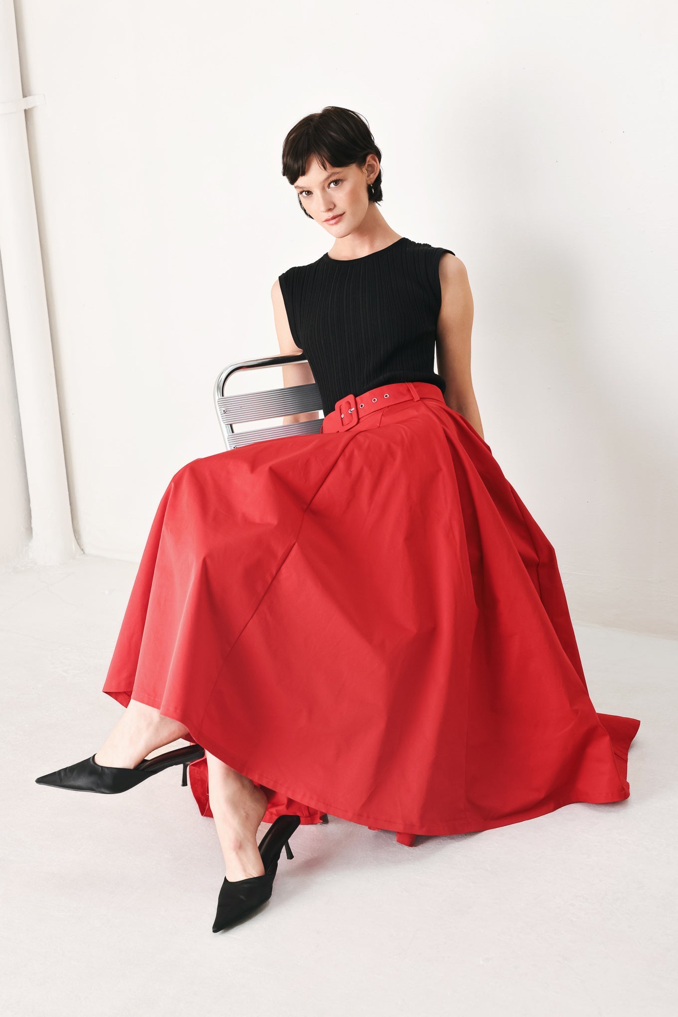 ROUGE ALLURE WOVEN FULL MIDI SKIRT - Glamourous Grace