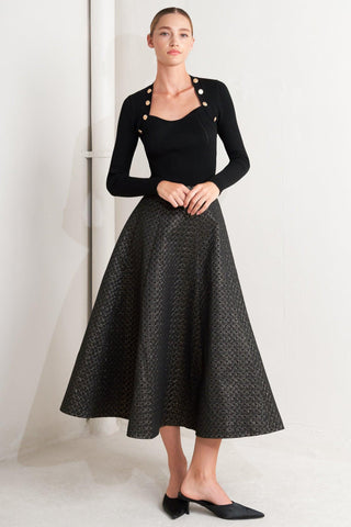 EVENING SCULPT METALLIC WOVEN CIRCLE SKIRT - Glamourous Grace