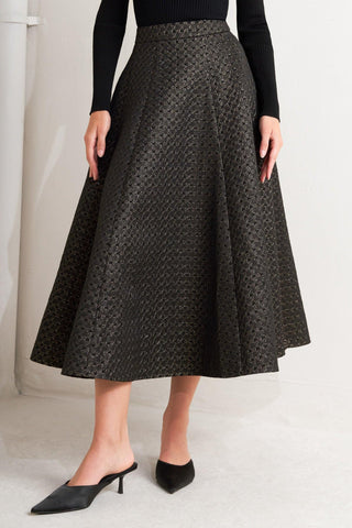 EVENING SCULPT METALLIC WOVEN CIRCLE SKIRT - Glamourous Grace