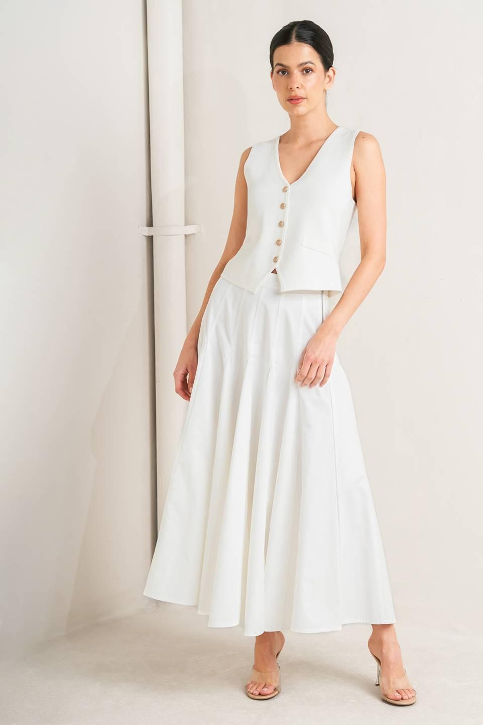 PALE FRAME WHITE WOVEN CIRCLE SKIRT - Glamourous Grace