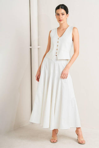 PALE FRAME WHITE WOVEN CIRCLE SKIRT - Glamourous Grace
