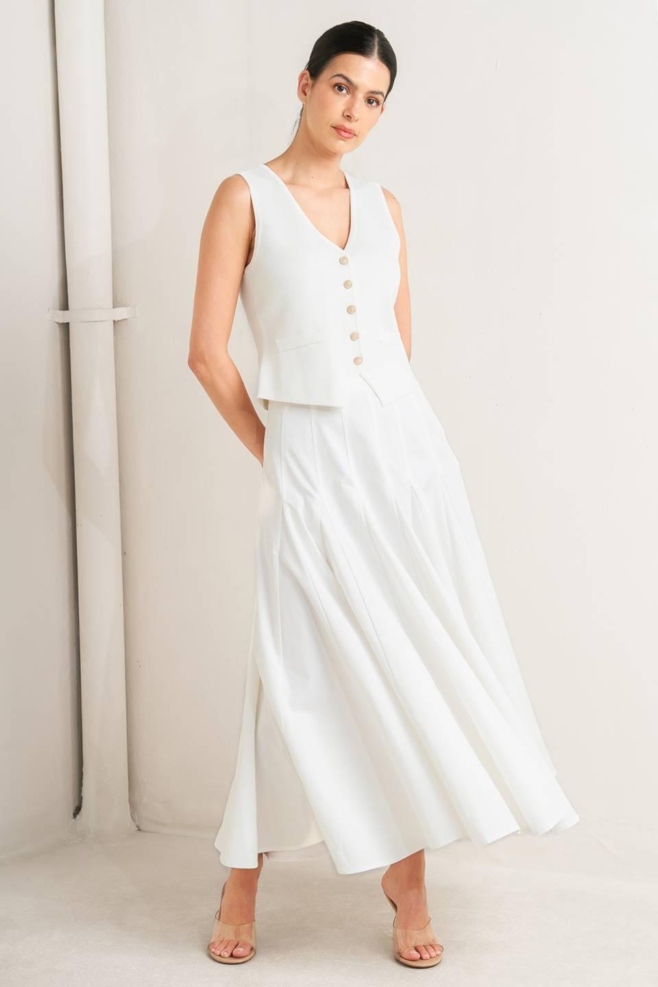 PALE FRAME WHITE WOVEN CIRCLE SKIRT - Glamourous Grace