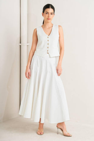 PALE FRAME WHITE WOVEN CIRCLE SKIRT - Glamourous Grace