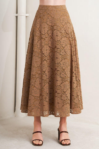 PURELY ROMANTIC WOVEN LACE MIDI SKIRT - Glamourous Grace