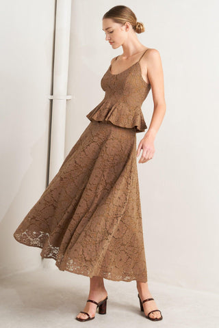 PURELY ROMANTIC WOVEN LACE MIDI SKIRT - Glamourous Grace