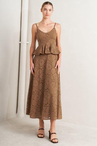 PURELY ROMANTIC WOVEN LACE MIDI SKIRT - Glamourous Grace
