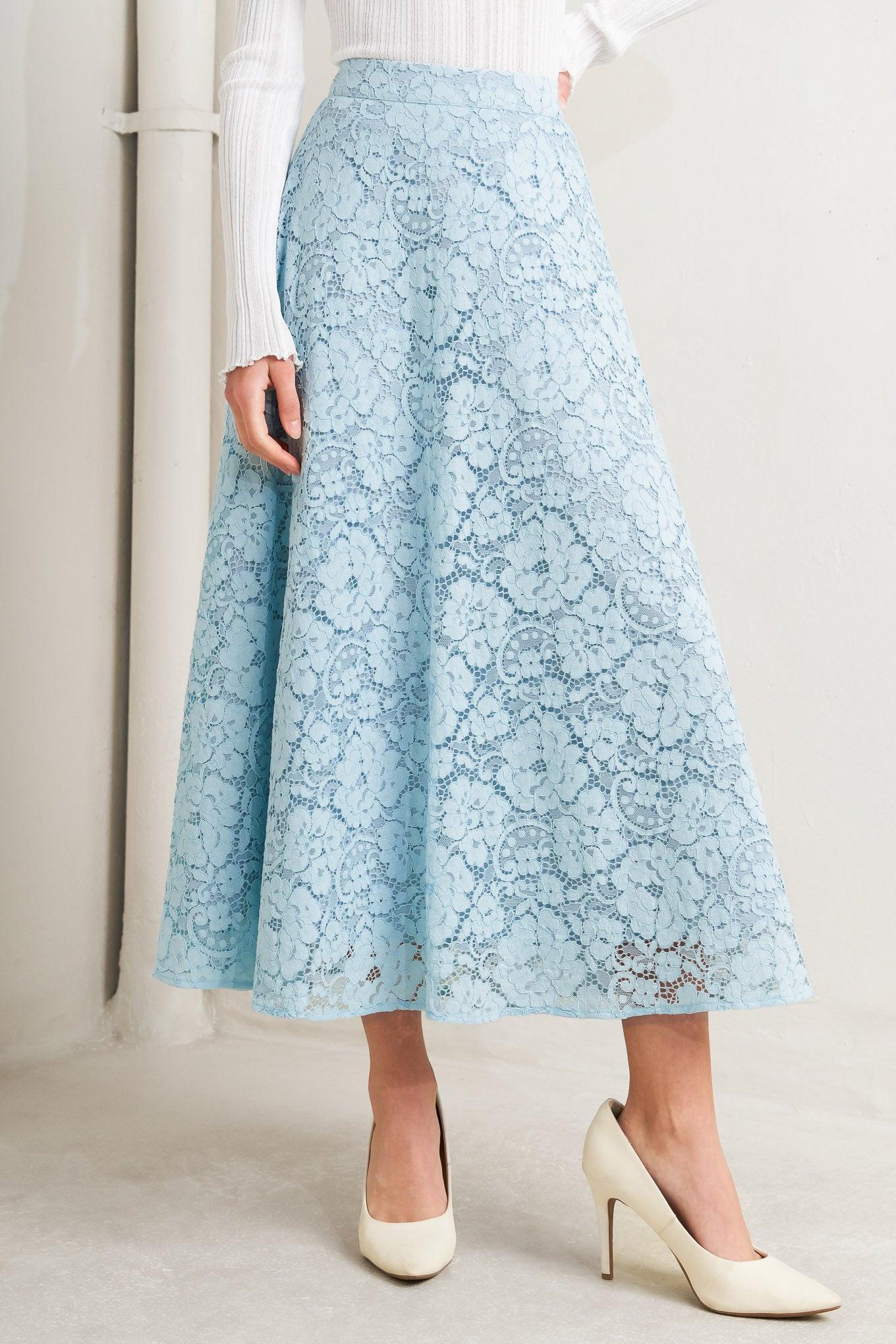 PURELY ROMANTIC WOVEN LACE MIDI SKIRT - Glamourous Grace