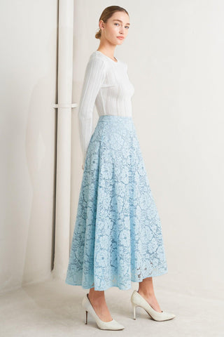 PURELY ROMANTIC WOVEN LACE MIDI SKIRT - Glamourous Grace