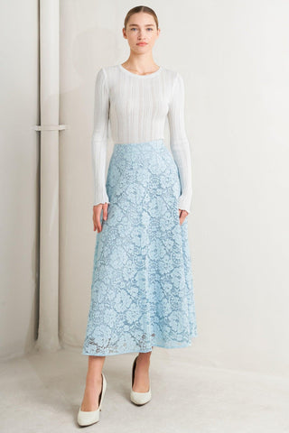 PURELY ROMANTIC WOVEN LACE MIDI SKIRT - Glamourous Grace