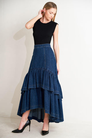 SUNDAY STROLL DENIM MAXI SKIRT - Glamourous Grace