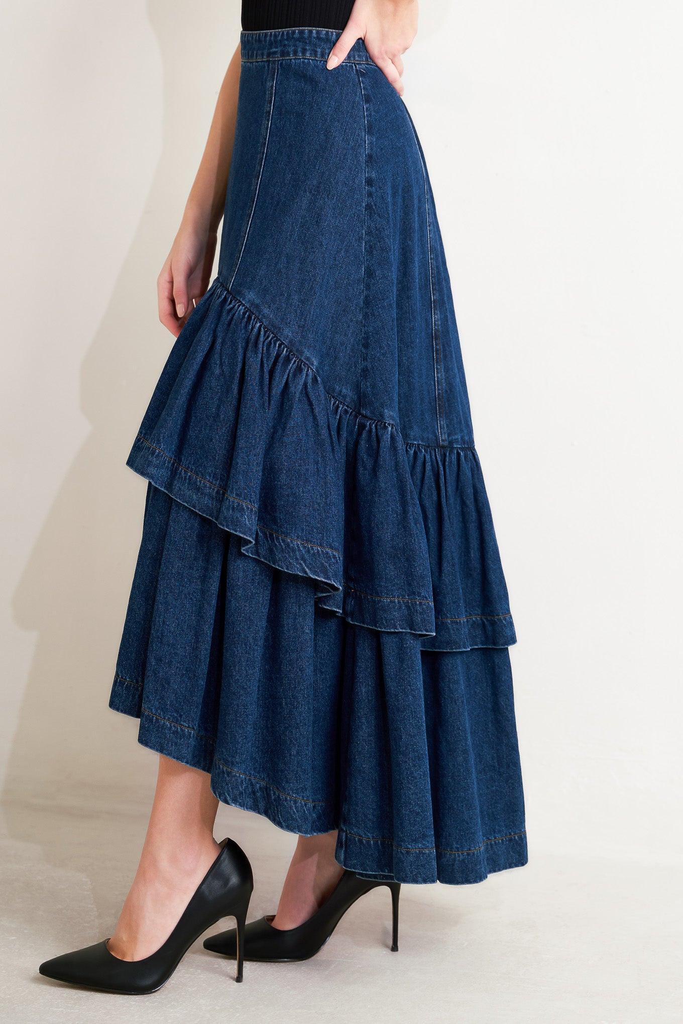 SUNDAY STROLL DENIM MAXI SKIRT - Glamourous Grace