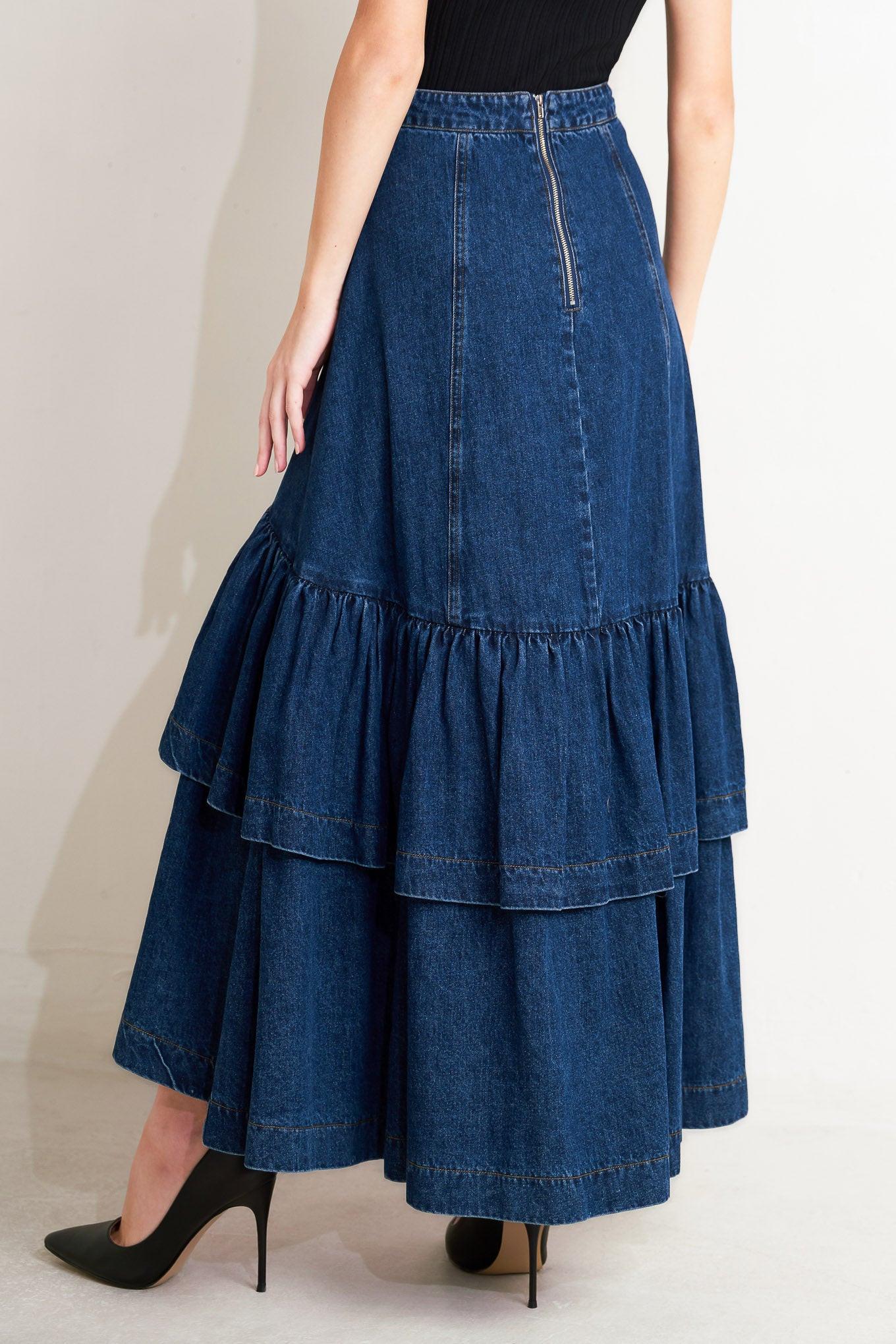 SUNDAY STROLL DENIM MAXI SKIRT - Glamourous Grace