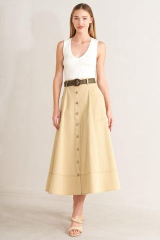SAND BREEZE WOVEN MIDI SKIRT - Glamourous Grace