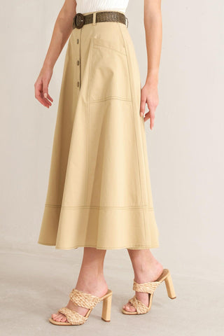 SAND BREEZE WOVEN MIDI SKIRT - Glamourous Grace