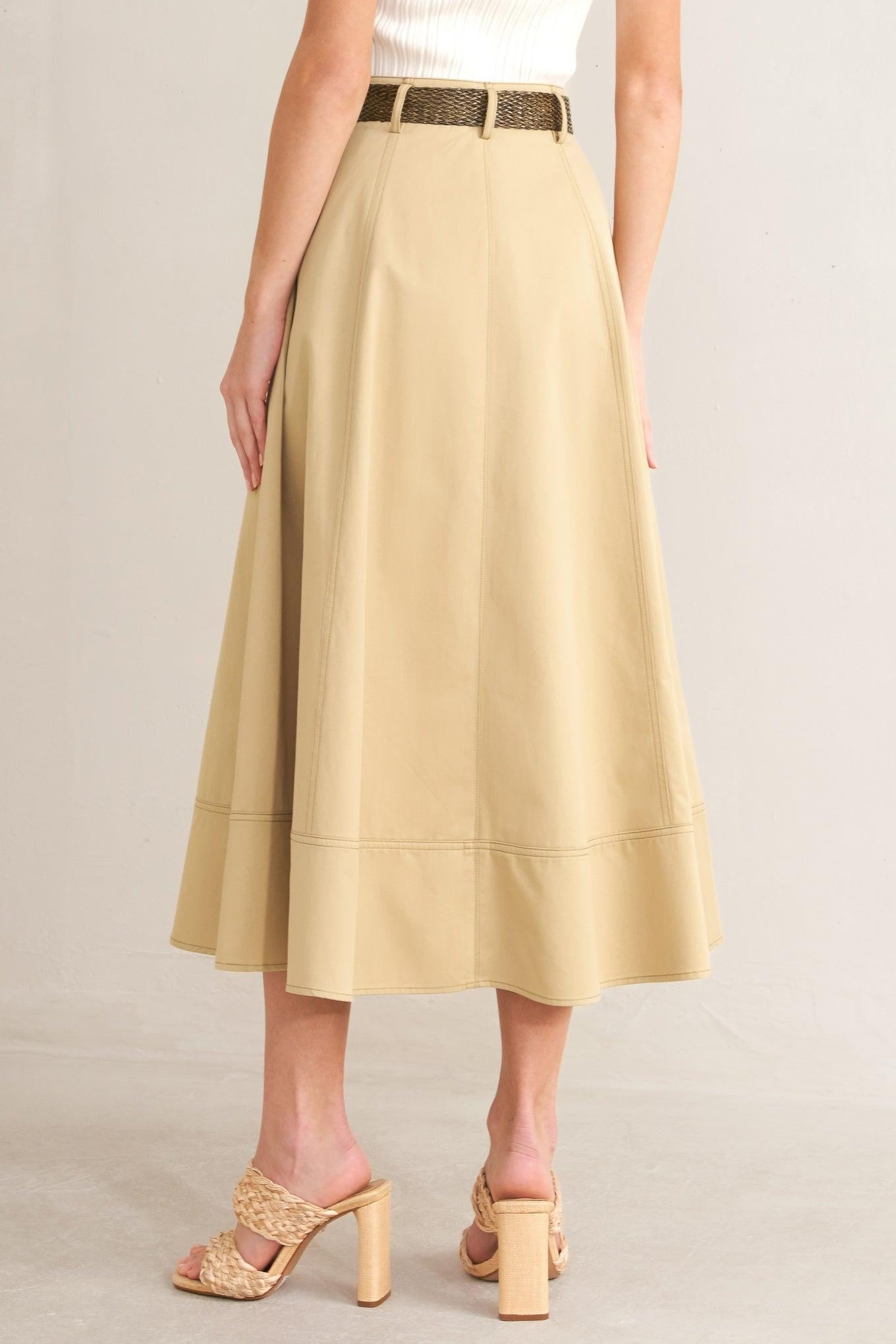 SAND BREEZE WOVEN MIDI SKIRT - Glamourous Grace