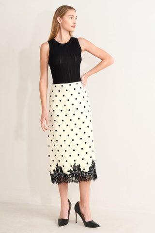 PARIS POLKA WOVEN MIDI PENCIL SKIRT - Glamourous Grace