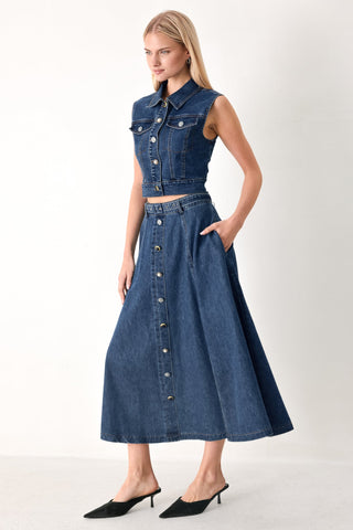 SWEET TALKER DENIM CIRCLE MIDI SKIRT - Glamourous Grace