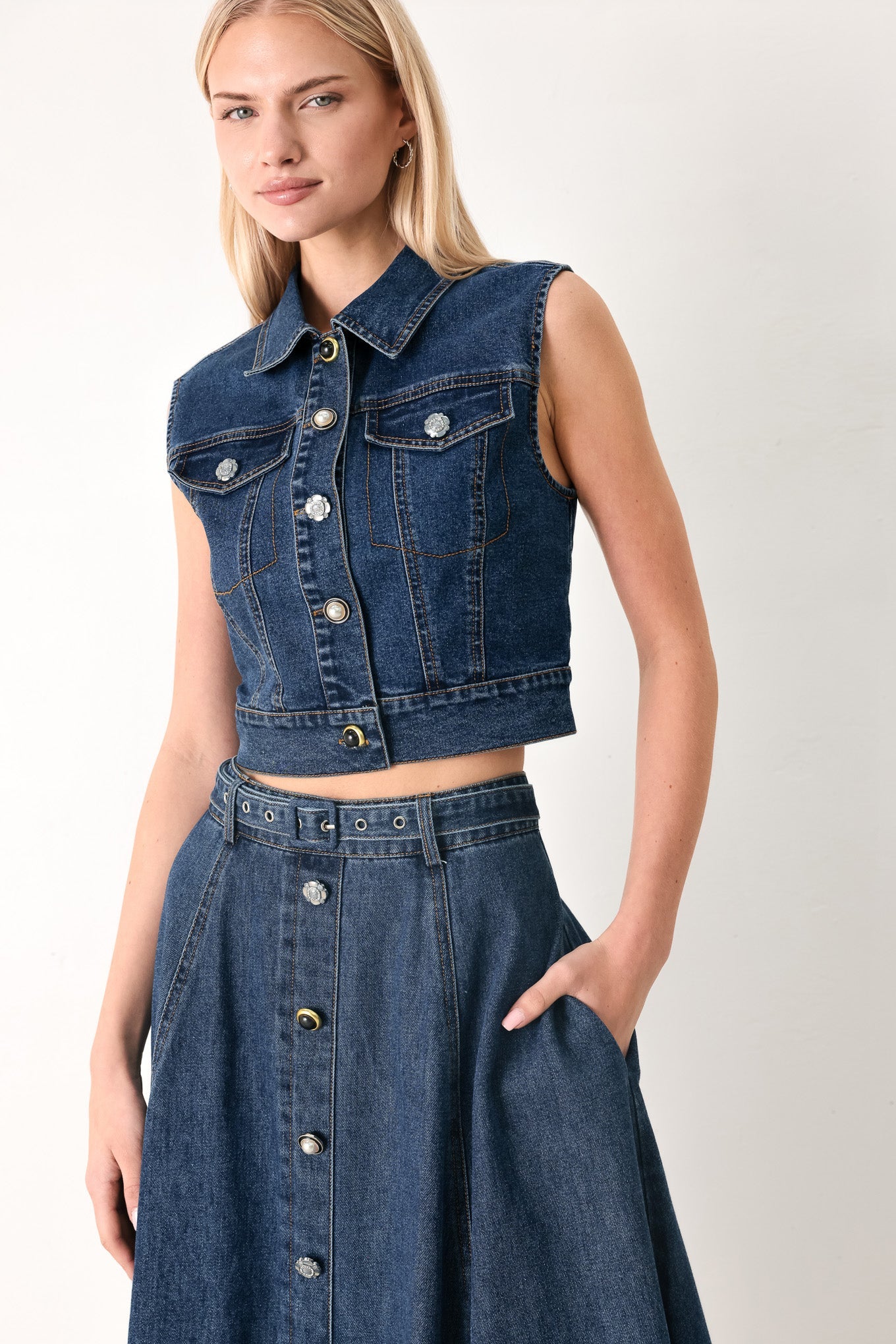 SWEET TALKER DENIM CIRCLE MIDI SKIRT - Glamourous Grace