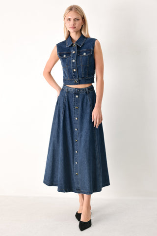 SWEET TALKER DENIM CIRCLE MIDI SKIRT - Glamourous Grace
