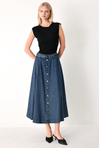 SWEET TALKER DENIM CIRCLE MIDI SKIRT - Glamourous Grace