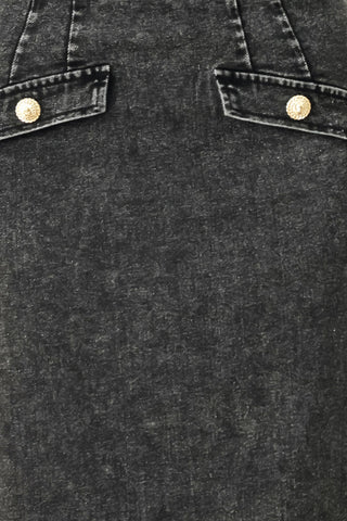 STONEWASHED DENIM MIDI PENCIL SKIRT