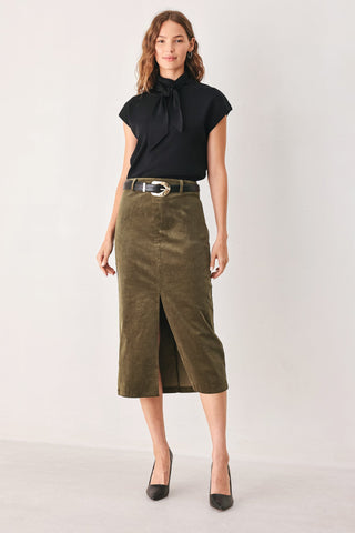FERNWOOD BUCKLE-BELT MIDI SKIRT