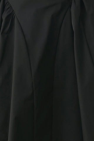 SCULPTED NOIR SHIRRED MIDI SKIRT