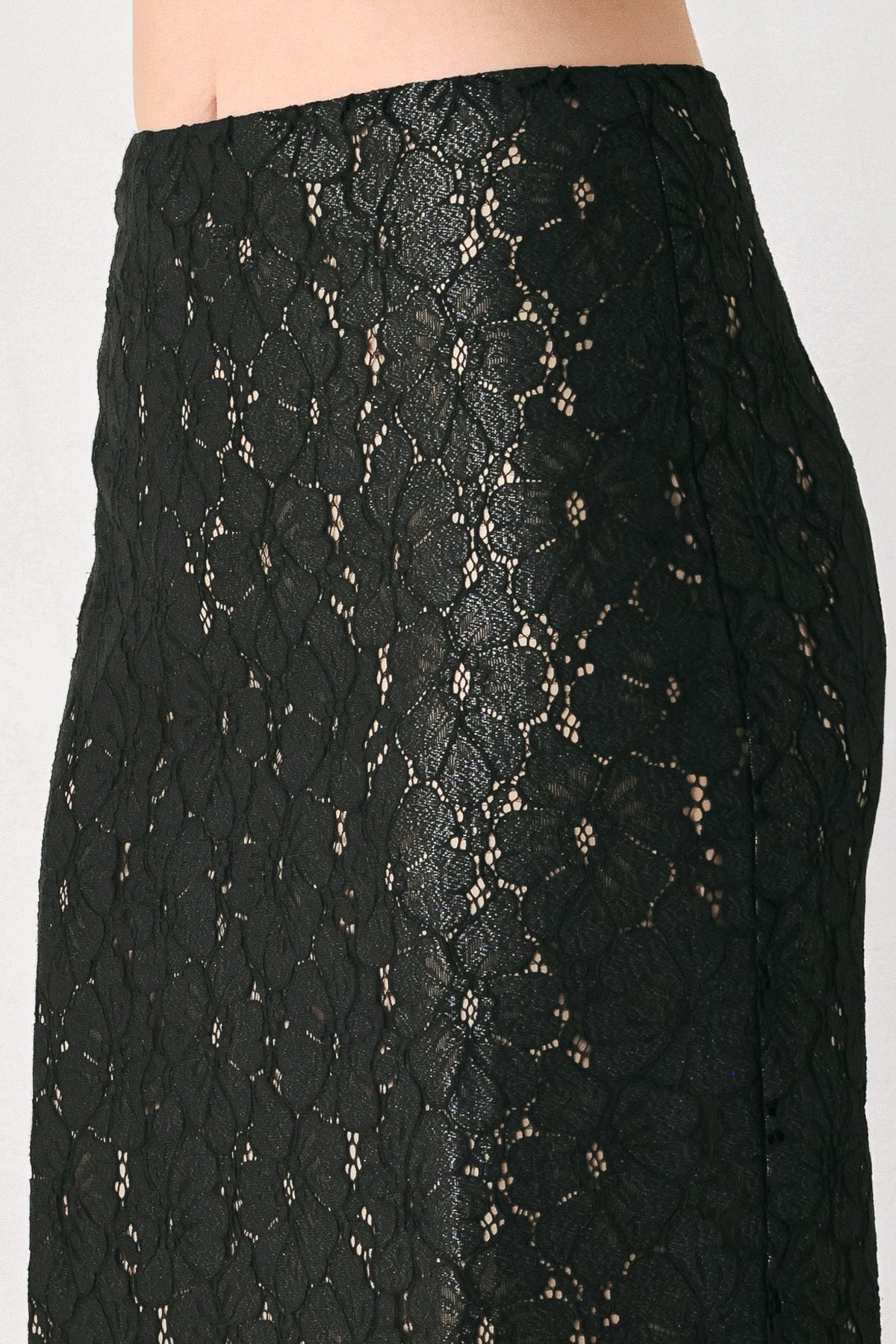 NOIR LACE AFFAIR BLACK/NUDE LACE PENCIL SKIRT