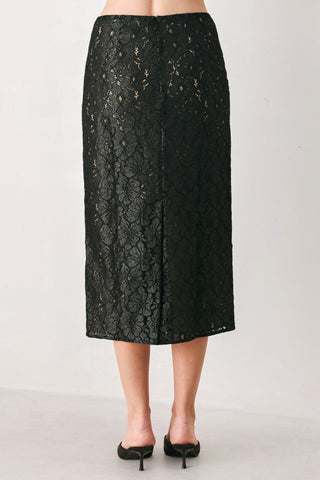 NOIR LACE AFFAIR BLACK/NUDE LACE PENCIL SKIRT