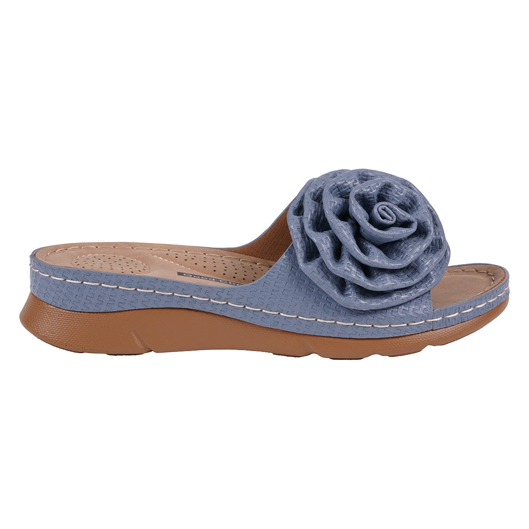 Women's Honey Blue Flat Comfort Sandals - Glamourous Grace