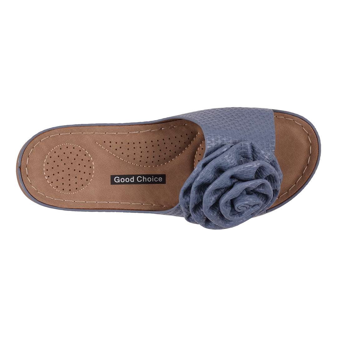 Women's Honey Blue Flat Comfort Sandals - Glamourous Grace