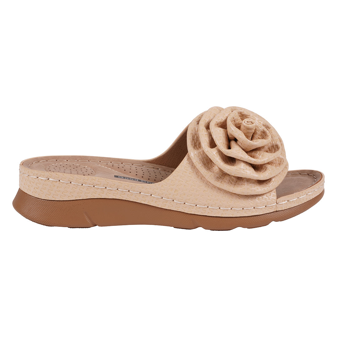 Women's Honey Natural Flat Comfort Sandals - Glamourous Grace
