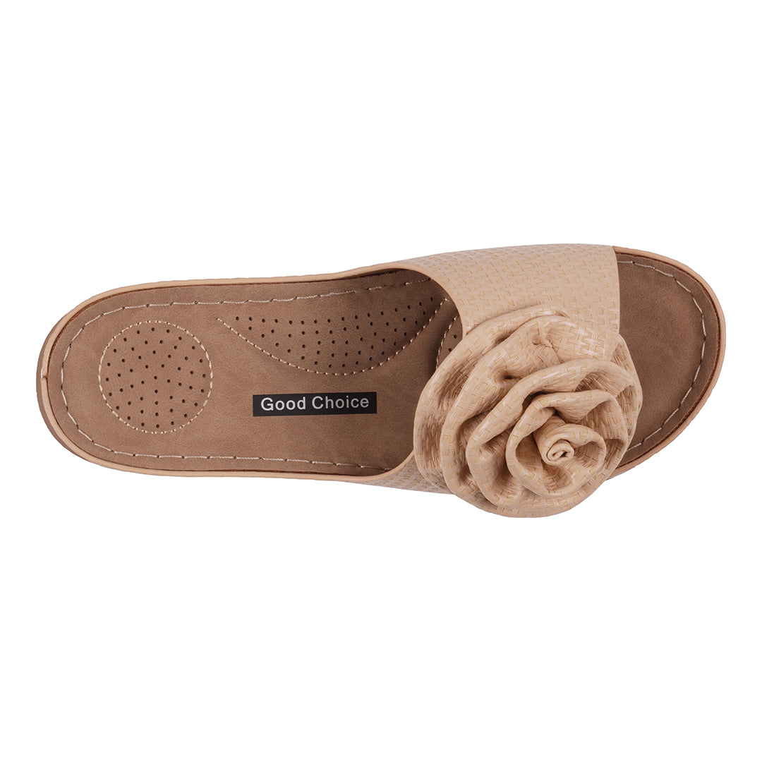 Women's Honey Natural Flat Comfort Sandals - Glamourous Grace