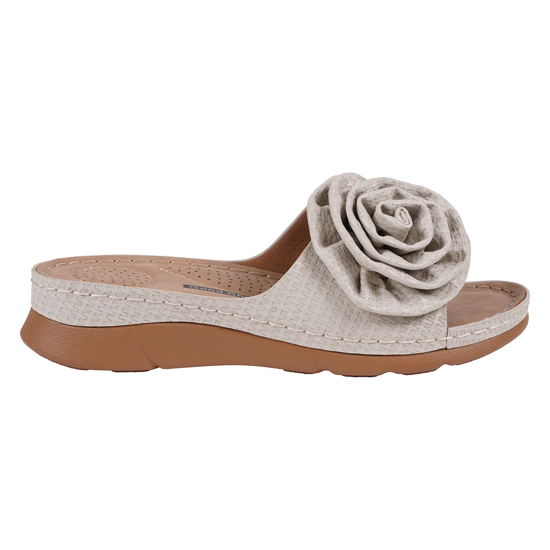 Women's Honey Grey Flat Comfort Sandals - Glamourous Grace