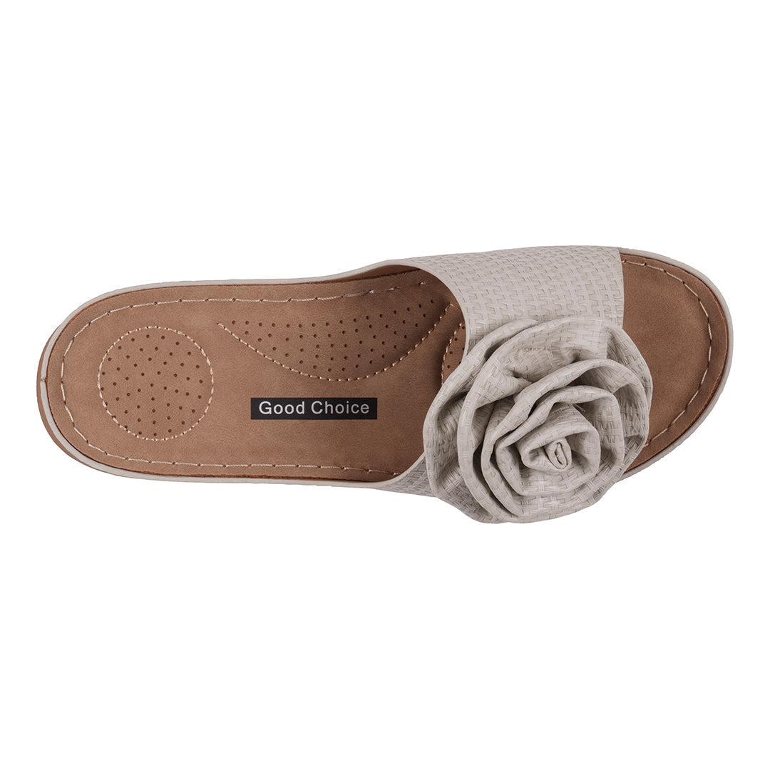 Women's Honey Grey Flat Comfort Sandals - Glamourous Grace