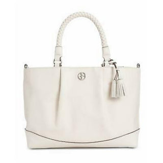 Giani Bernini Braided Handle Leather Satchel, - Ivory/Silver