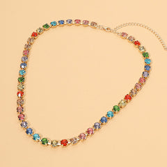 Round Stone Link Statement Necklace