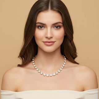 Round Stone Link Statement Necklace