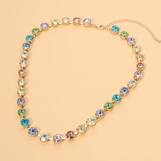 Round Stone Link Statement Necklace